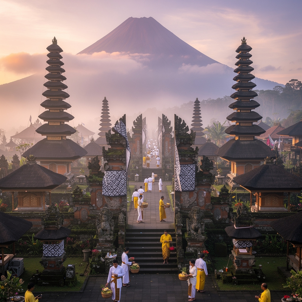 Pura Besakih di lereng Gunung Agung Bali, pura terbesar dan tersuci di Bali